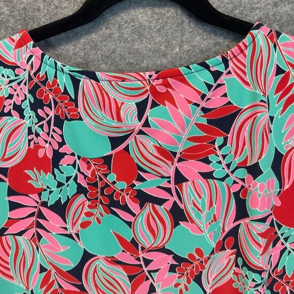 TALBOTS Tank Top Women’s 1X Pink Red Bright Tropical Print Scuba Fabric Tunic - Picture 13 of 14